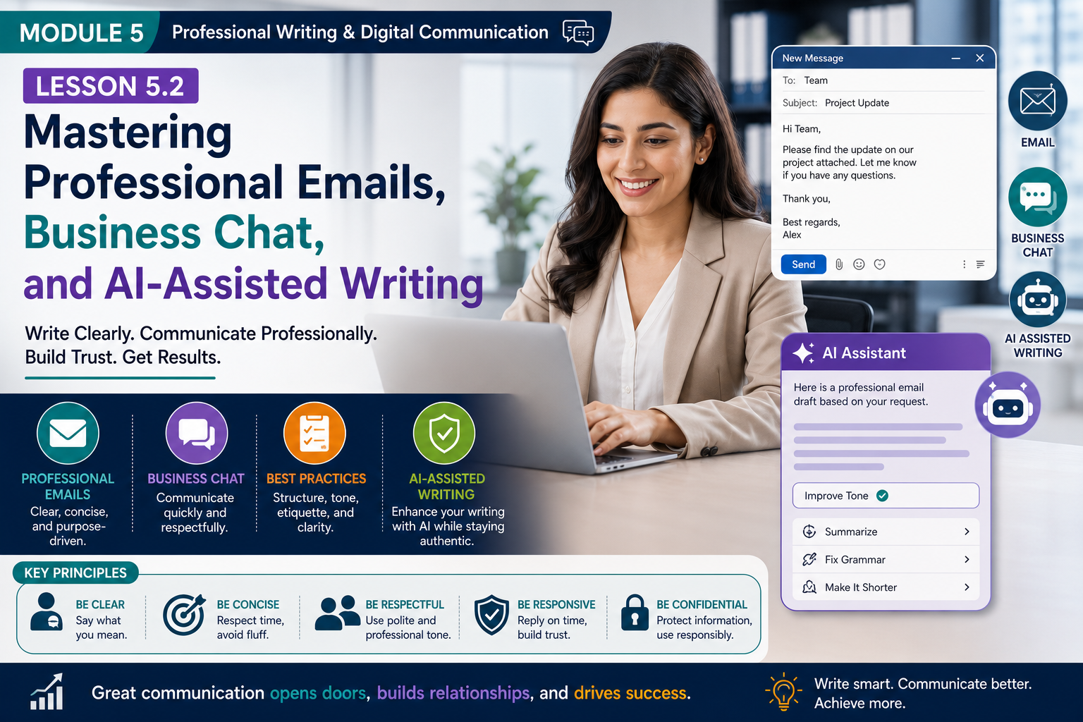 Lesson 5.2: Mastering Professional Emails, Business Chat, and AI-Assisted Writing